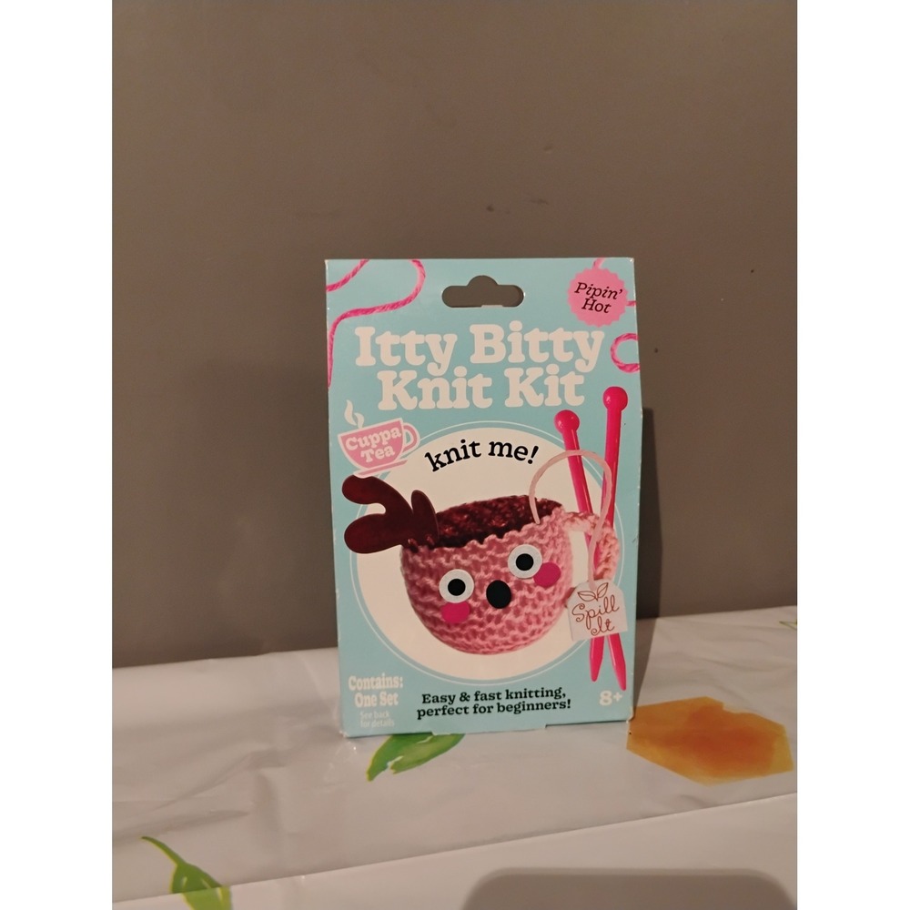 Bright Stripes Itty Bitty Knit Kit Cuppa Tea Beginner Knitting Set Ages 8+